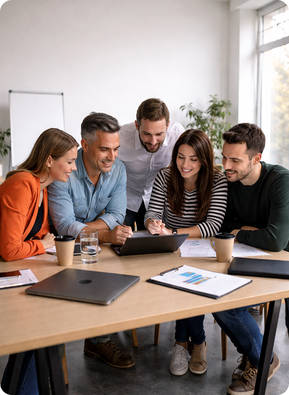 Team collaborating on digital business strategy