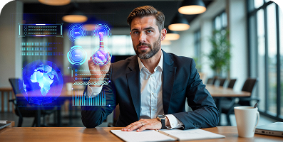 Business professional exploring emerging technology trends